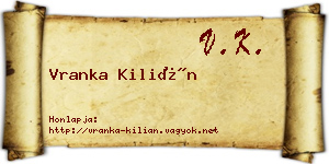 Vranka Kilián névjegykártya